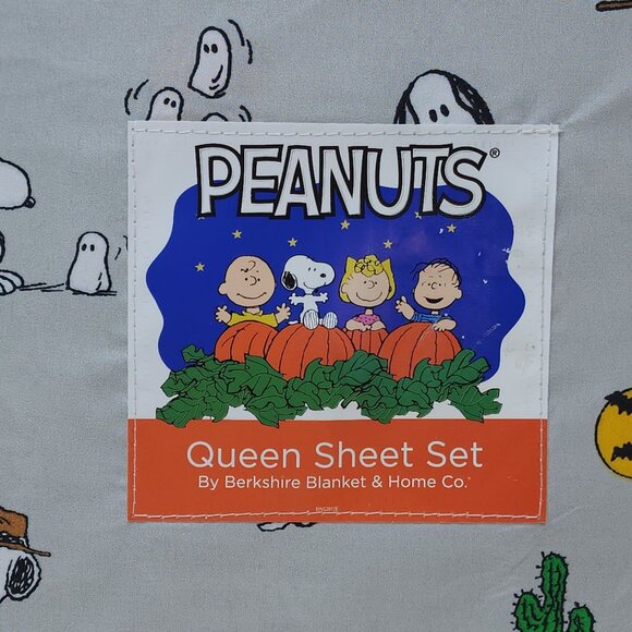 Peanuts Snoopy Fall Western Halloween Queen Sheet Set By Berkshire Desert - Picture 3 of 8